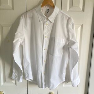 MHL Margaret Howell White Cotton Poplin Relaxed Button Up Shirt Size M